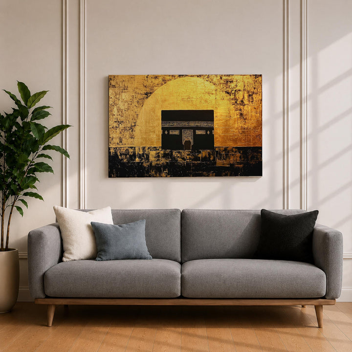 Abstract Islamic Kaaba composition displayed on wall
