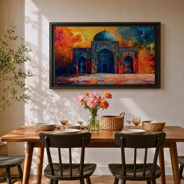 Mughal mosque wall art on gallery-ready canvas with wood frame