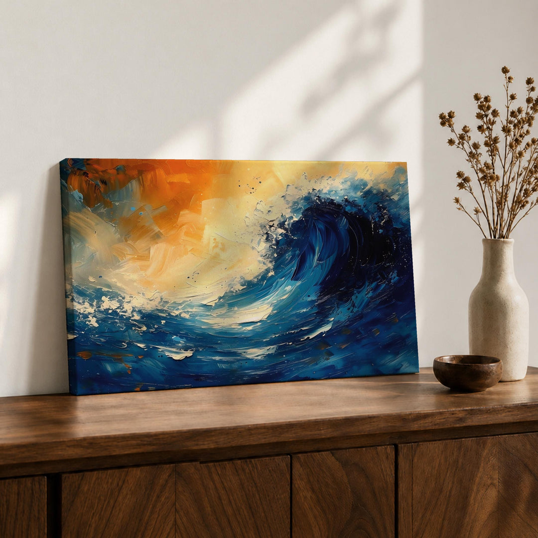 Ocean wave wall art framed canvas close-up of crest