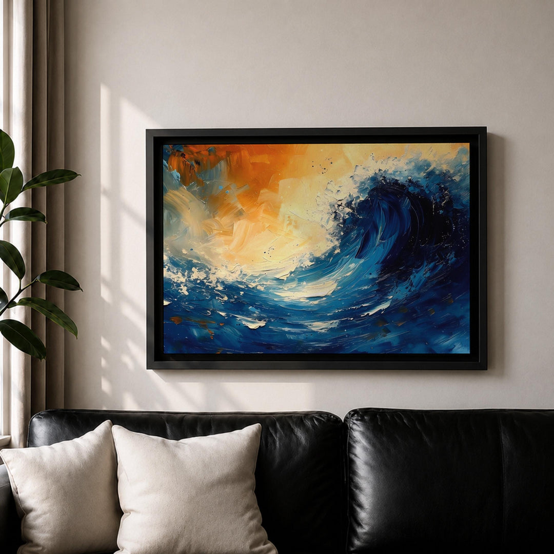 Abstract seascape wall art for living room decor