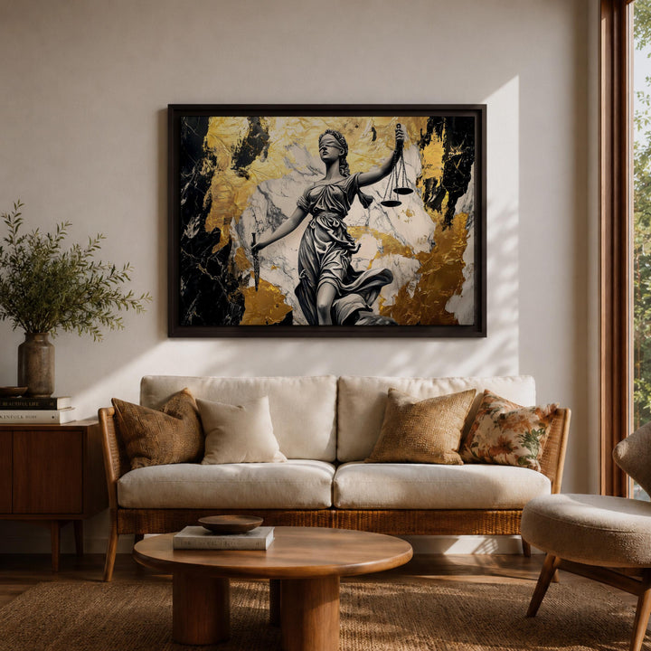 Lady Justice portrait on framed canvas for study or office