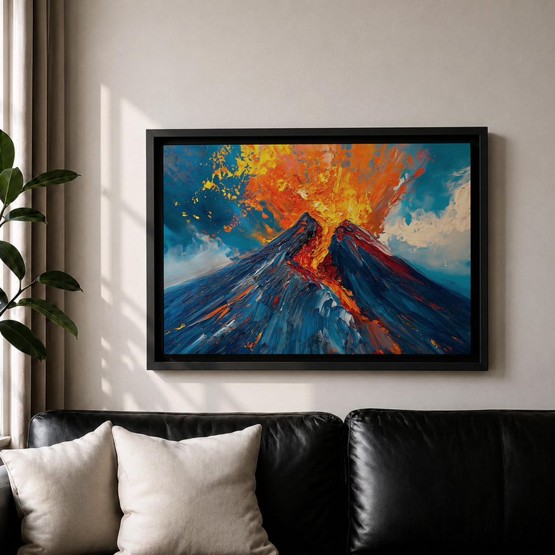 impasto texture volcano canvas artwork for home walls