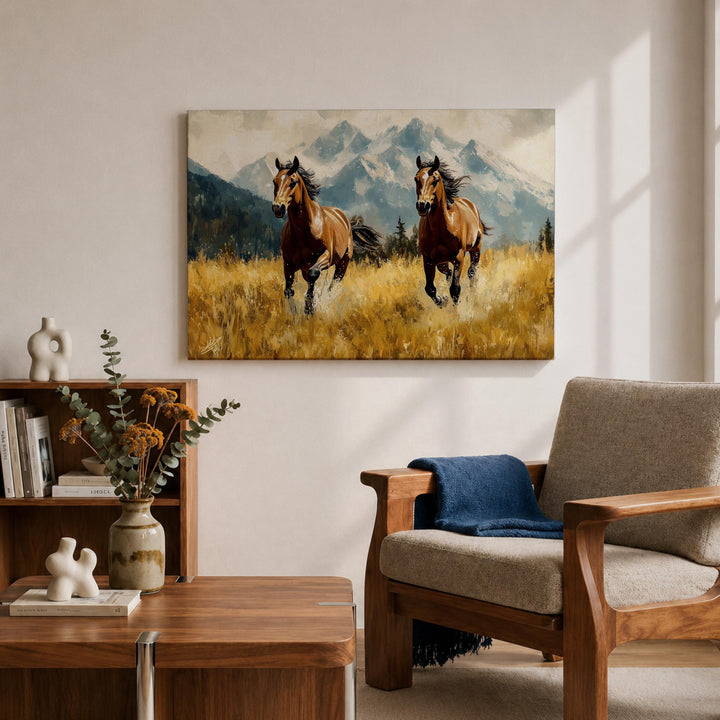 Farmhouse style animal wall art featuring horse landscape