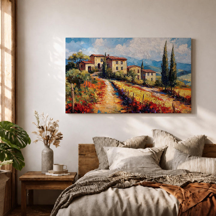 Close-up view of impasto texture on canvas