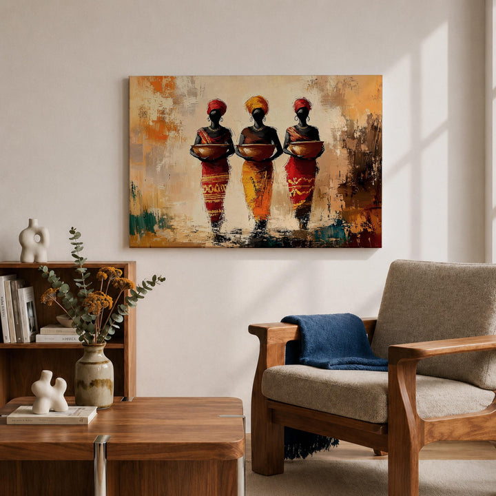 Canvas wall art of African sisters for living room