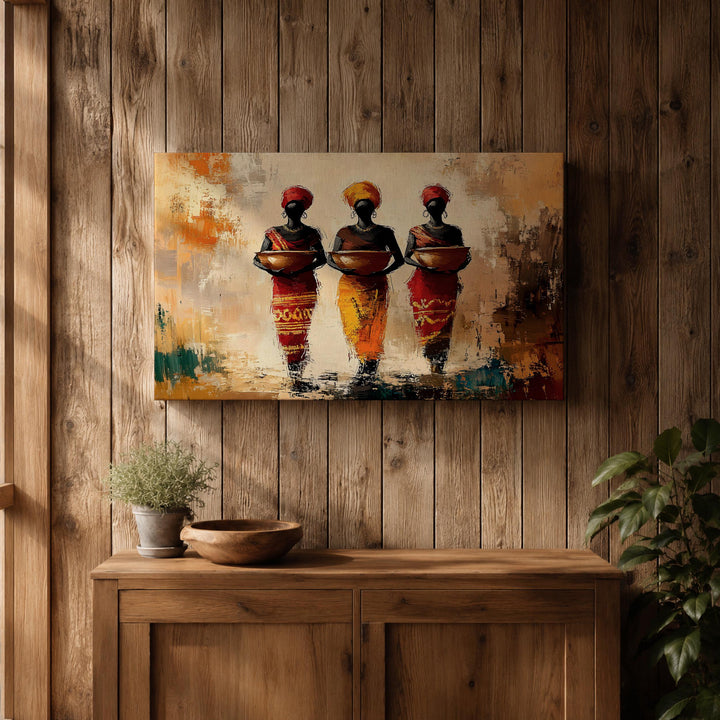 African women artwork for wall display, framed canvas