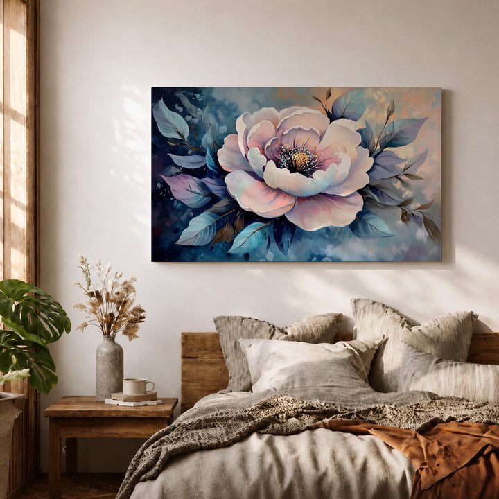 Elegant floral wall art featuring peony blossoms on canvas
