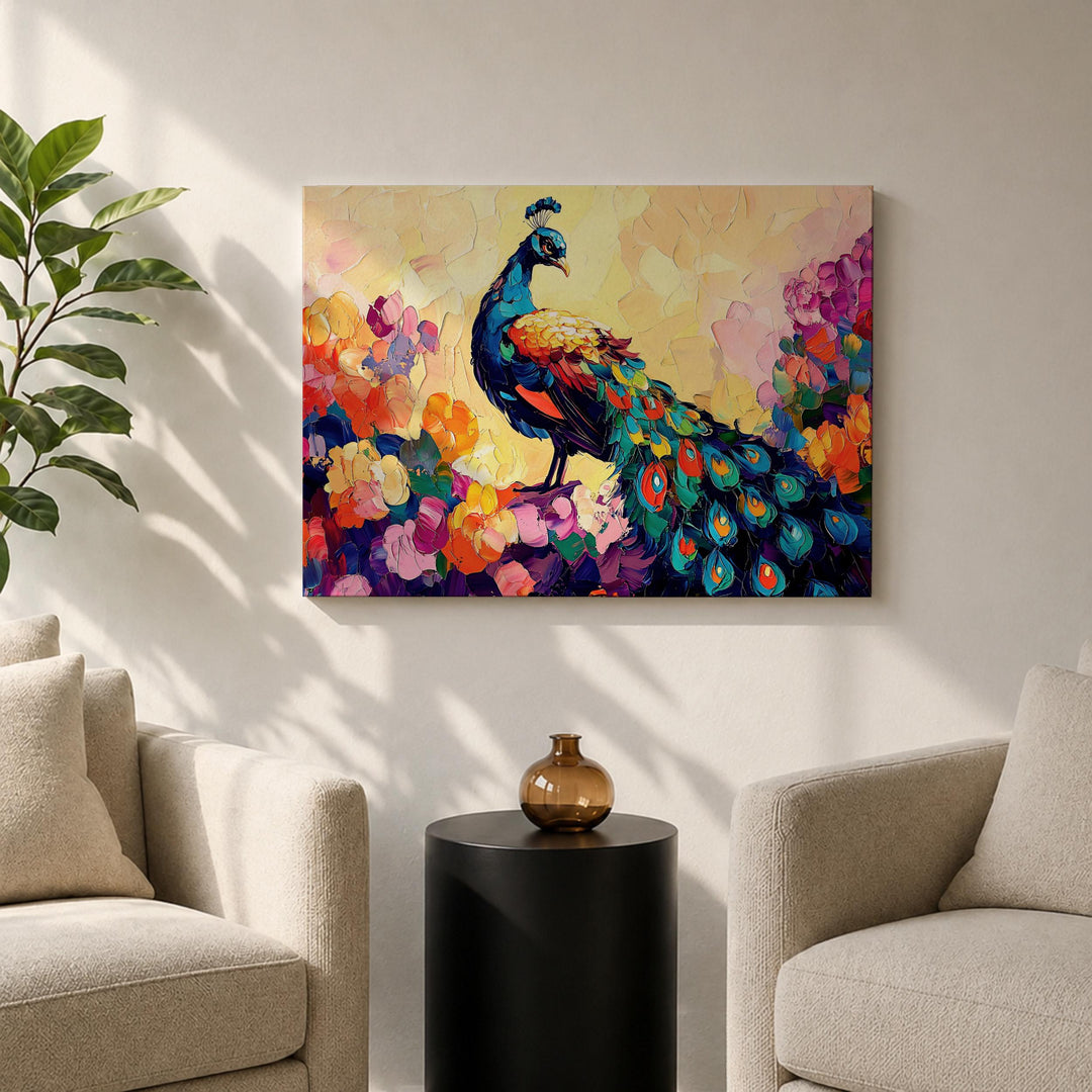 boho style wall decor featuring tropical bird and flowers