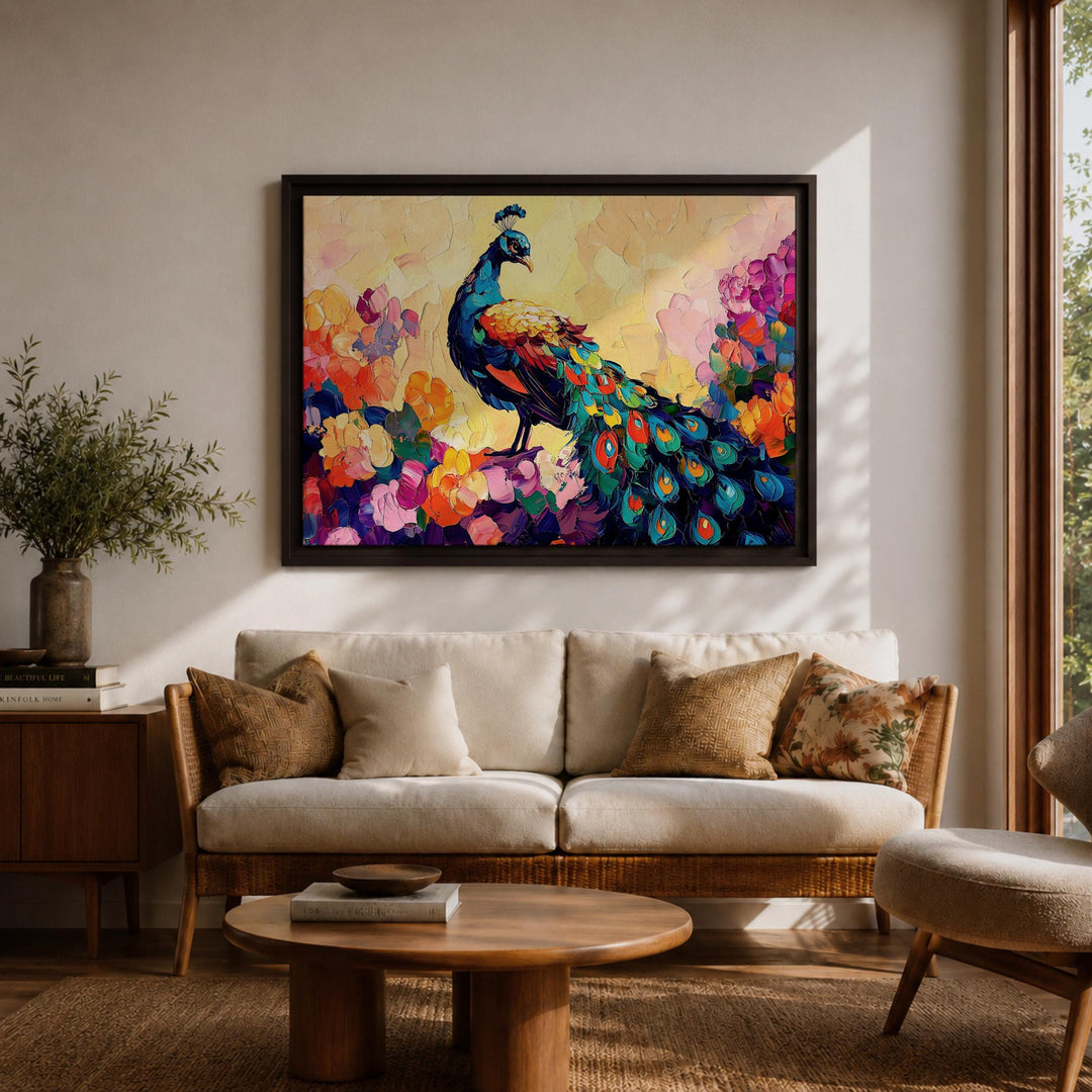 nature-inspired peacock wall art for living spaces