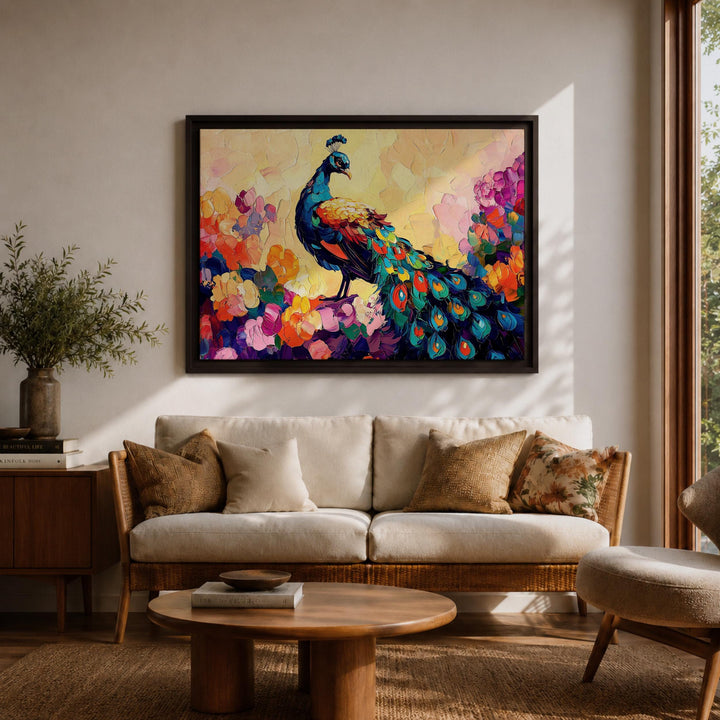 nature-inspired peacock wall art for living spaces