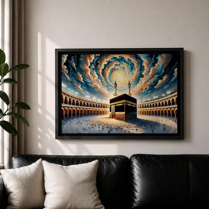 Kaaba Mecca wall decor on framed canvas