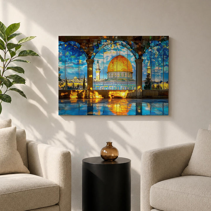 Masjid Al Aqsa arch design on archival ink framed canvas
