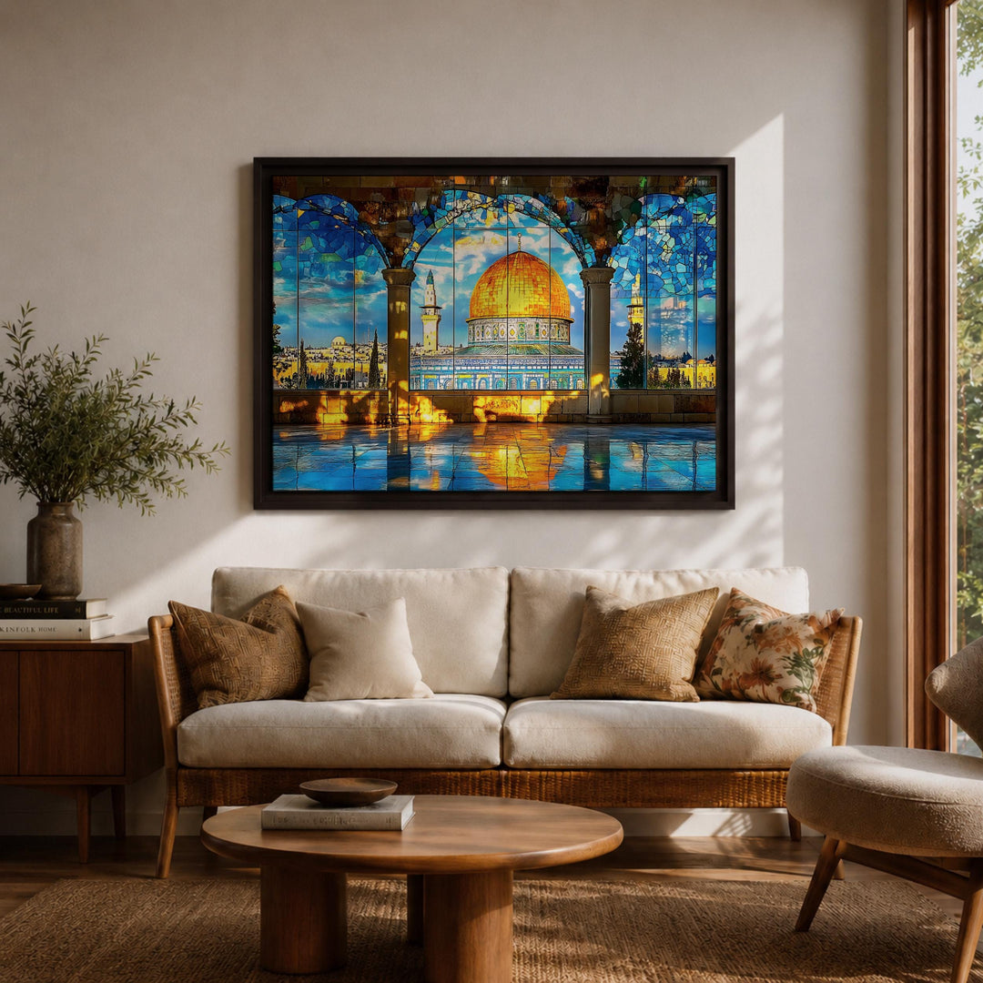 Ready-to-hang framed canvas displaying sacred site Masjid Al Aqsa