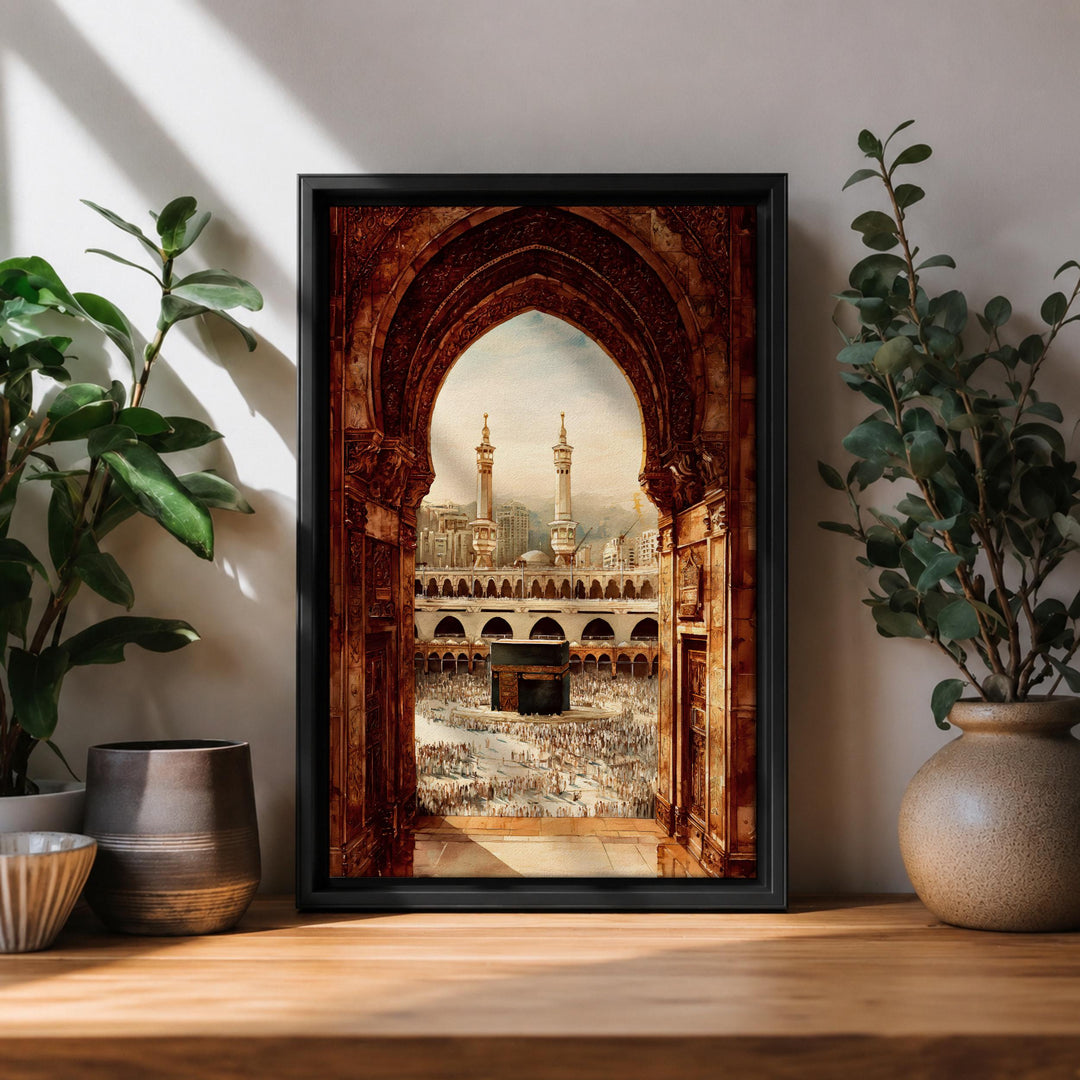 kaaba wall art framed canvas close-up of sacred arch