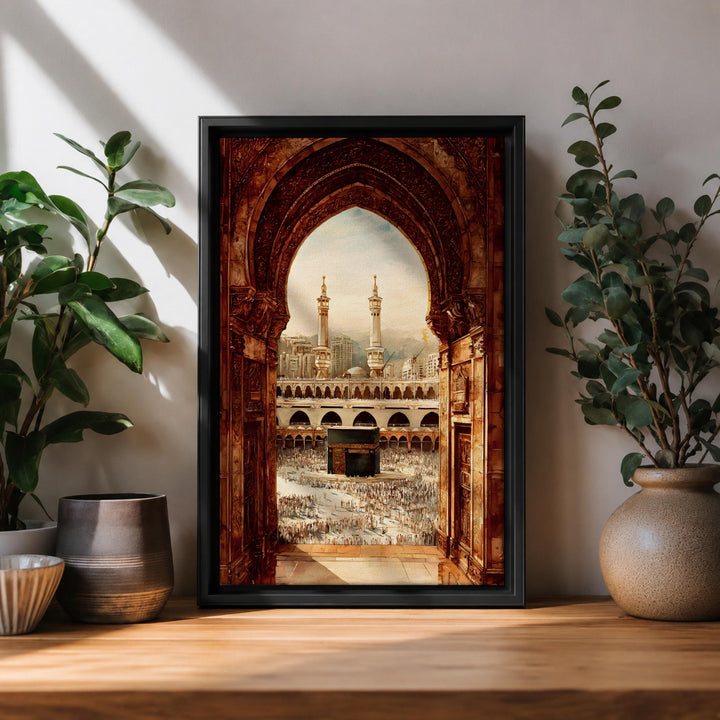 kaaba wall art framed canvas close-up of sacred arch
