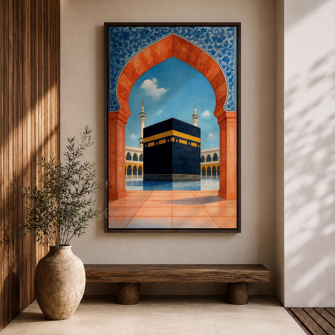 Moorish geometric motif along frame edge of canvas