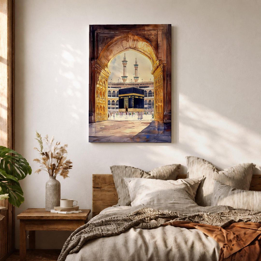 Elegant Mecca archway watercolor wall decor