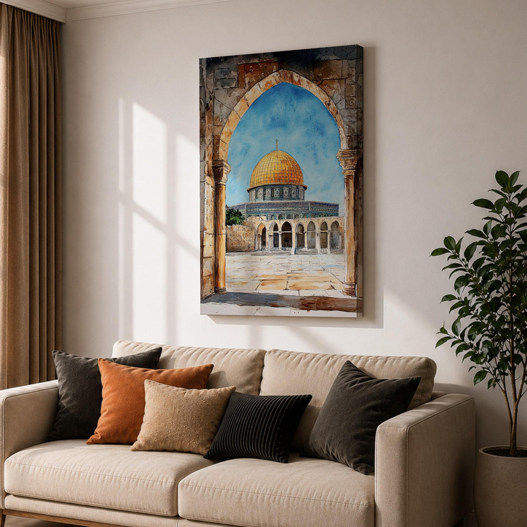 Jerusalem Al-Aqsa arch view depicted on decorative canvas