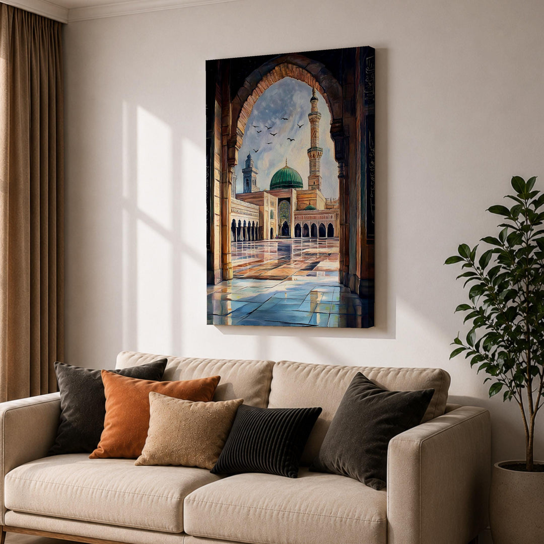 Heritage-inspired Masjid Nabawi artwork on canvas