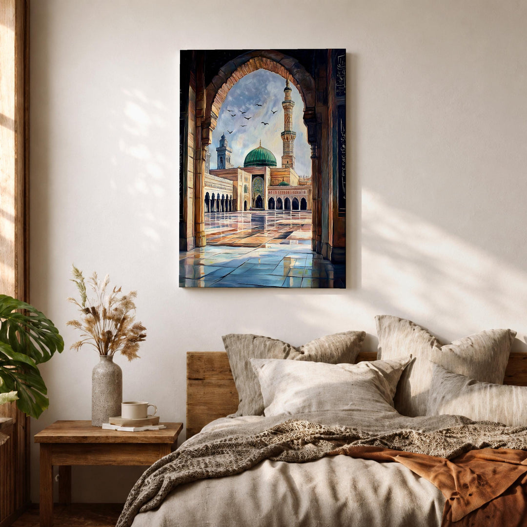 Elegant Masjid Nabawi archway canvas for interior