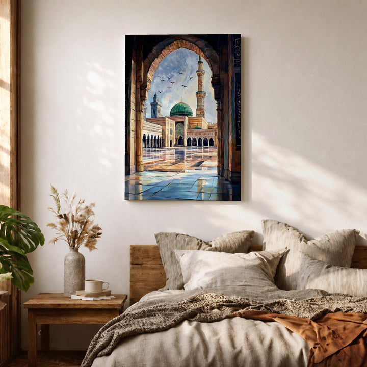 Elegant Masjid Nabawi archway canvas for interior