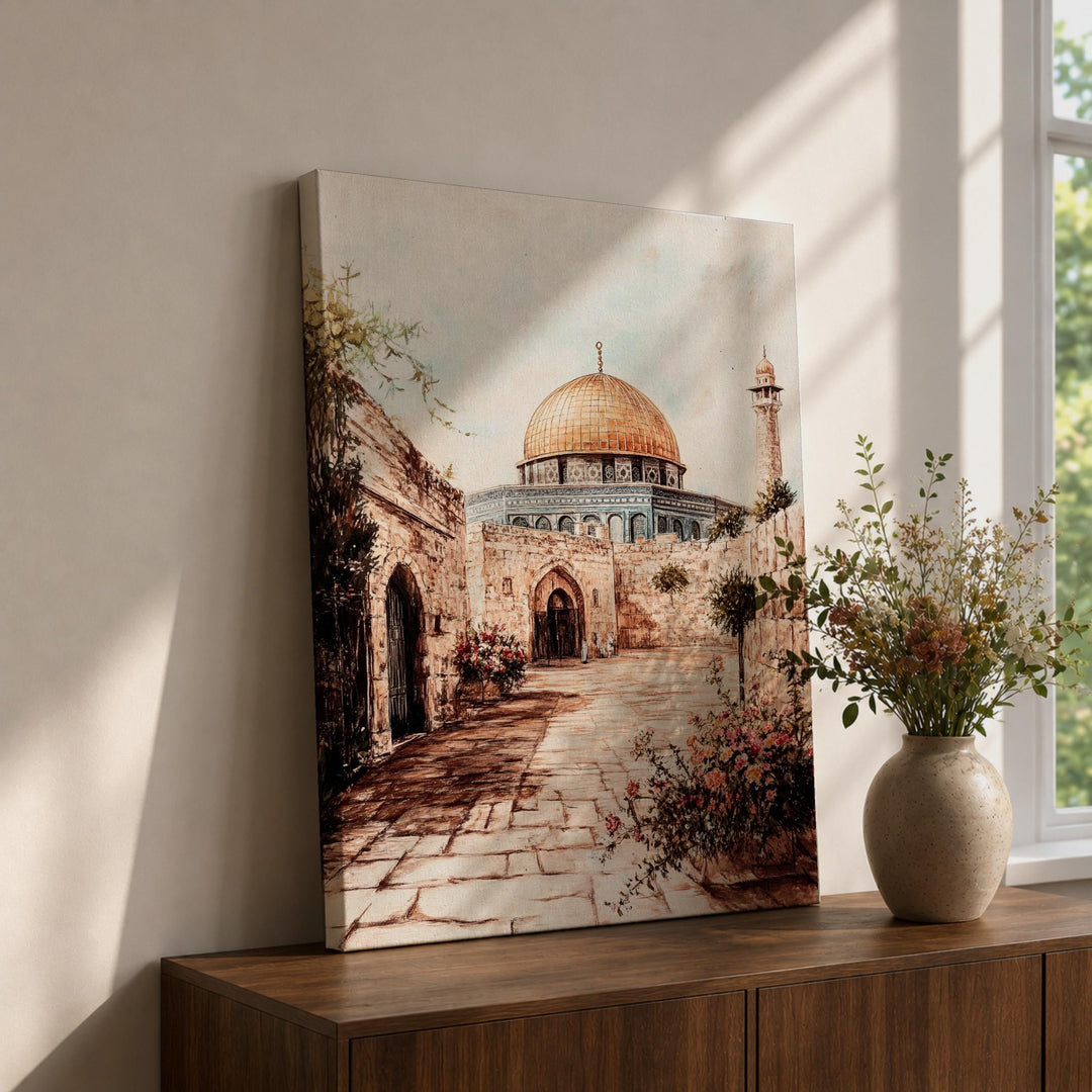 Dome of the Rock framed canvas wall art front view
