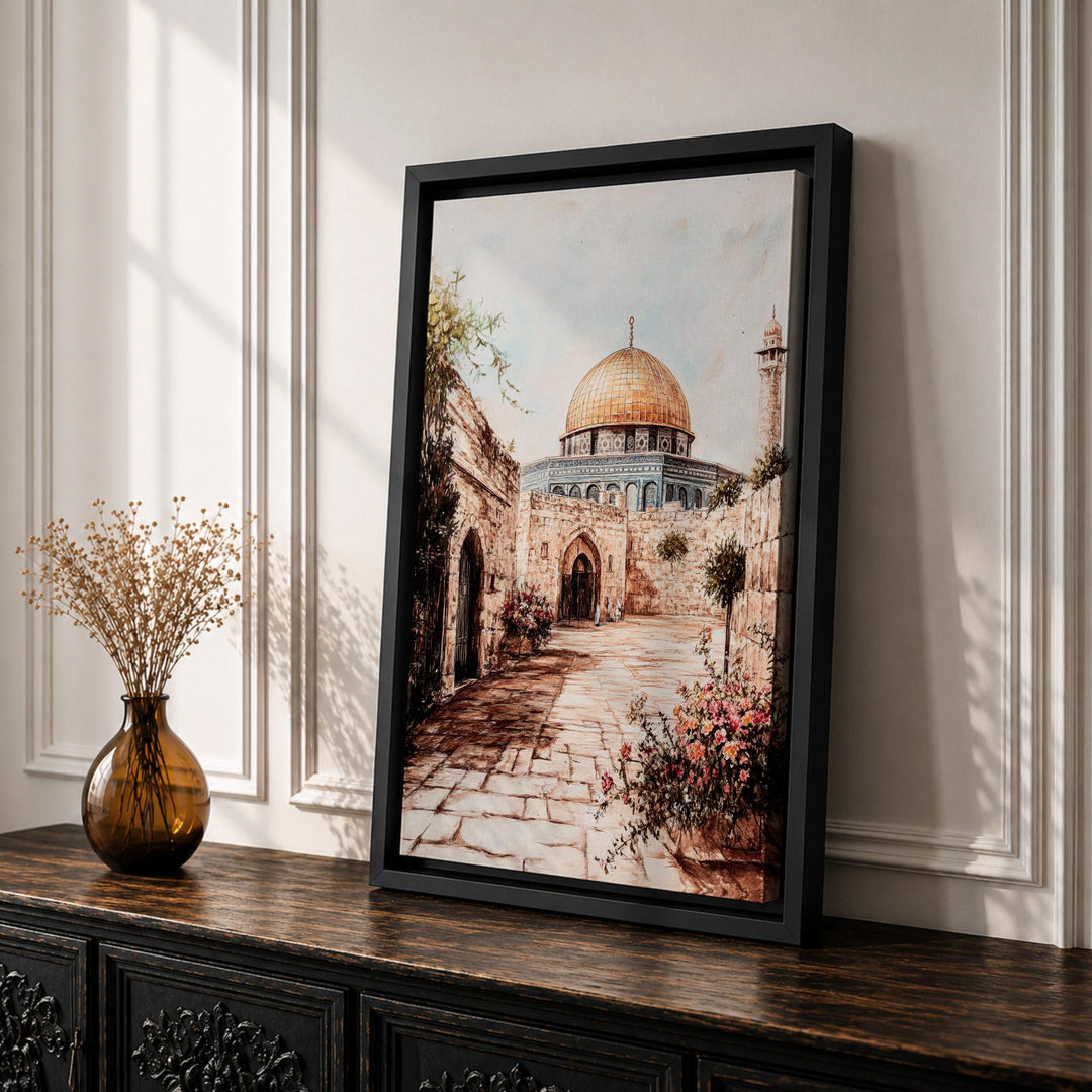 Abstract Islamic art Dome of the Rock framed canvas close-up