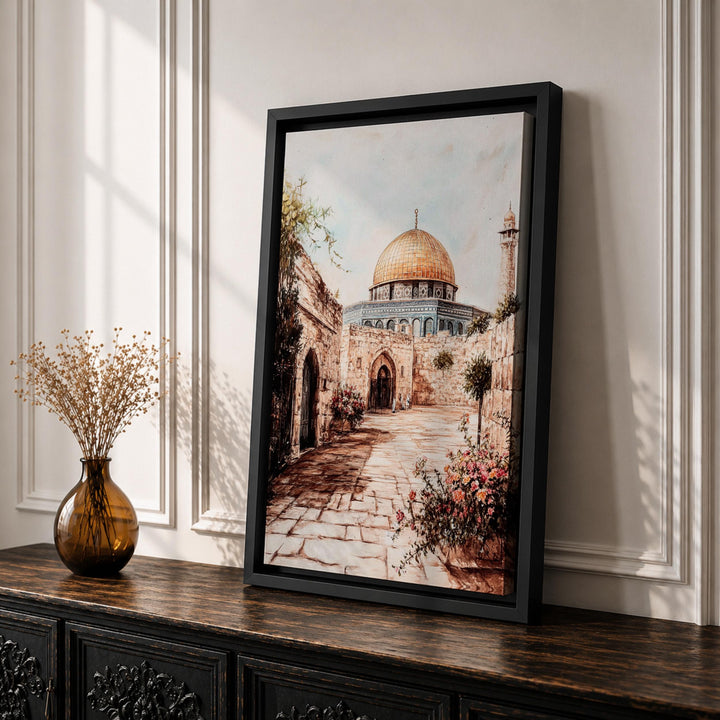 Abstract Islamic art Dome of the Rock framed canvas close-up