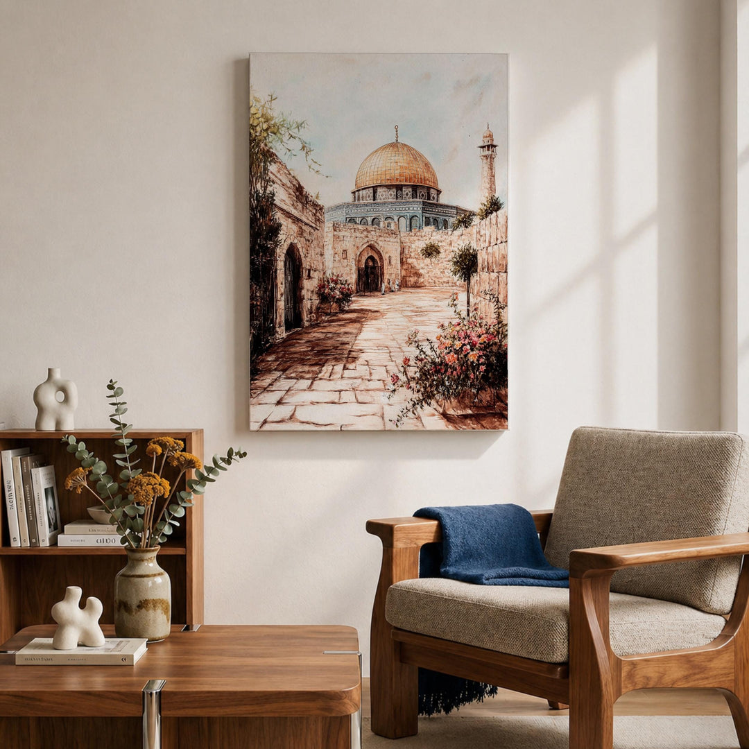 Qubbat Sakhrah inspired wall art on canvas with frame