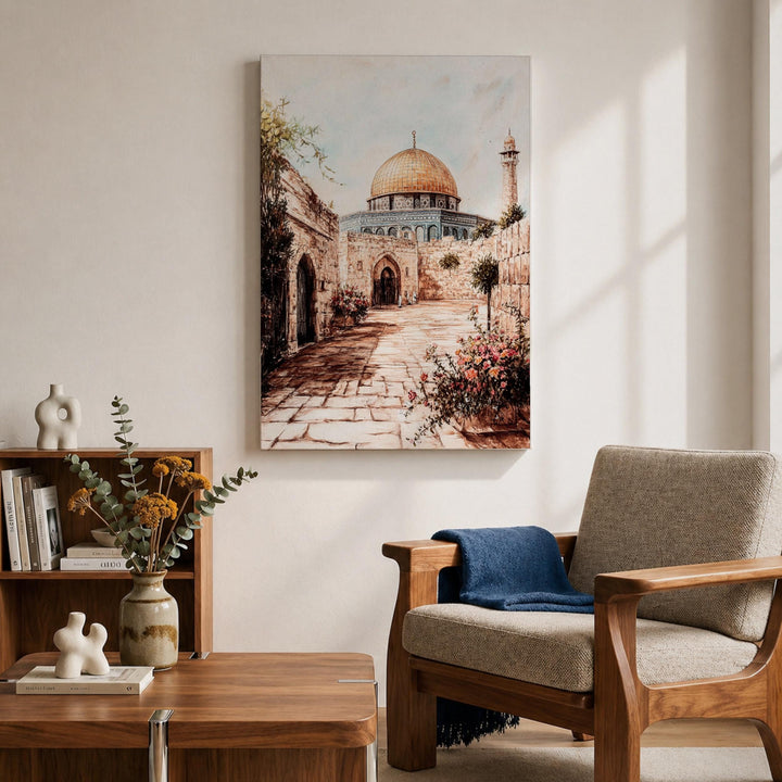 Qubbat Sakhrah inspired wall art on canvas with frame