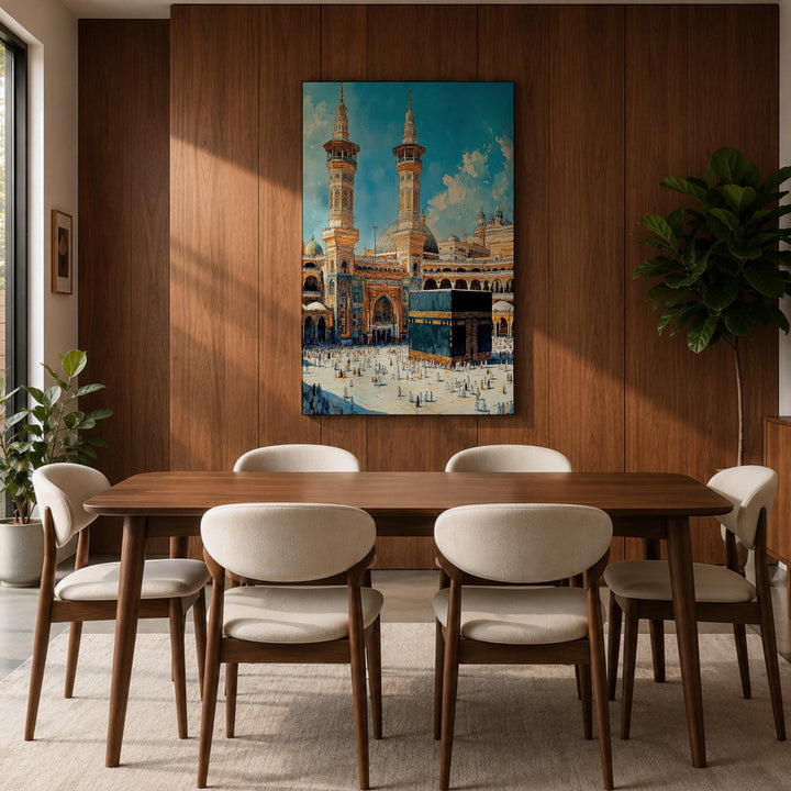 Colorful Kaaba Mecca Islamic art in a modern frame