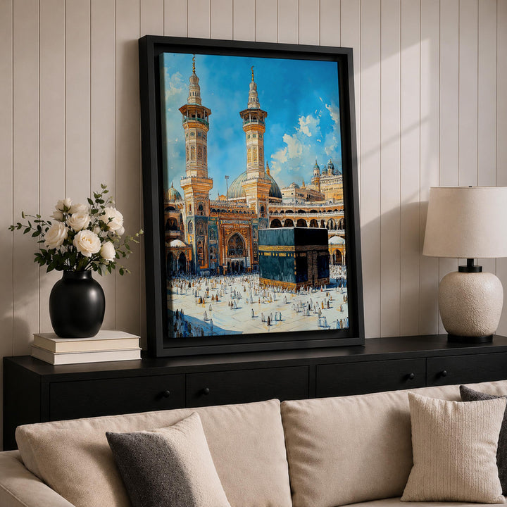 Kaaba Mecca abstract mosque art on framed canvas print