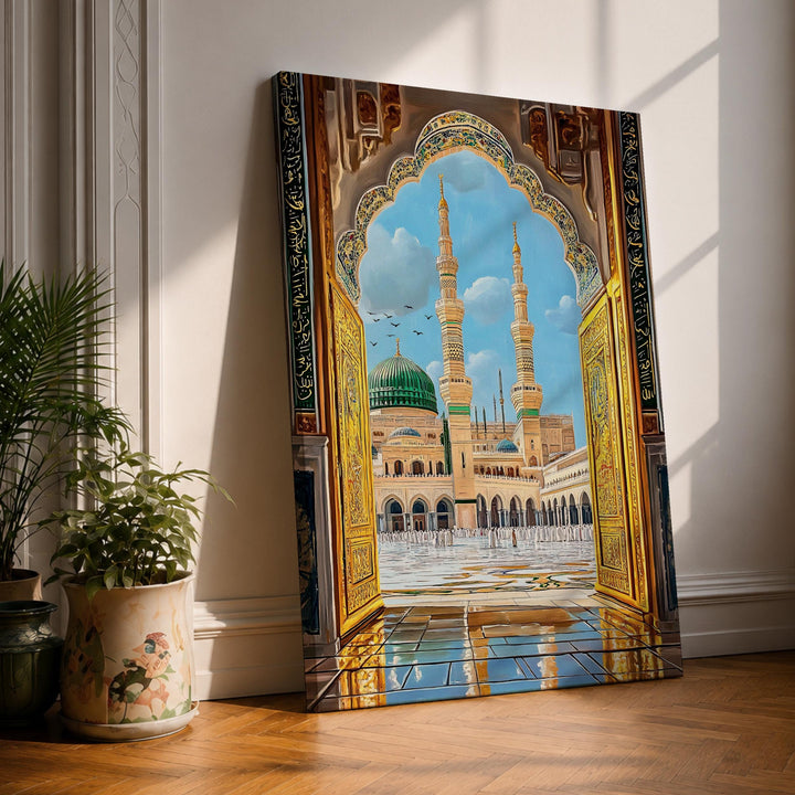 Masjid Al Nabawi Medina arch view framed canvas