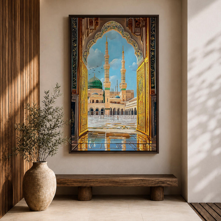Abstract Islamic Art Masjid Al Nabawi framed canvas