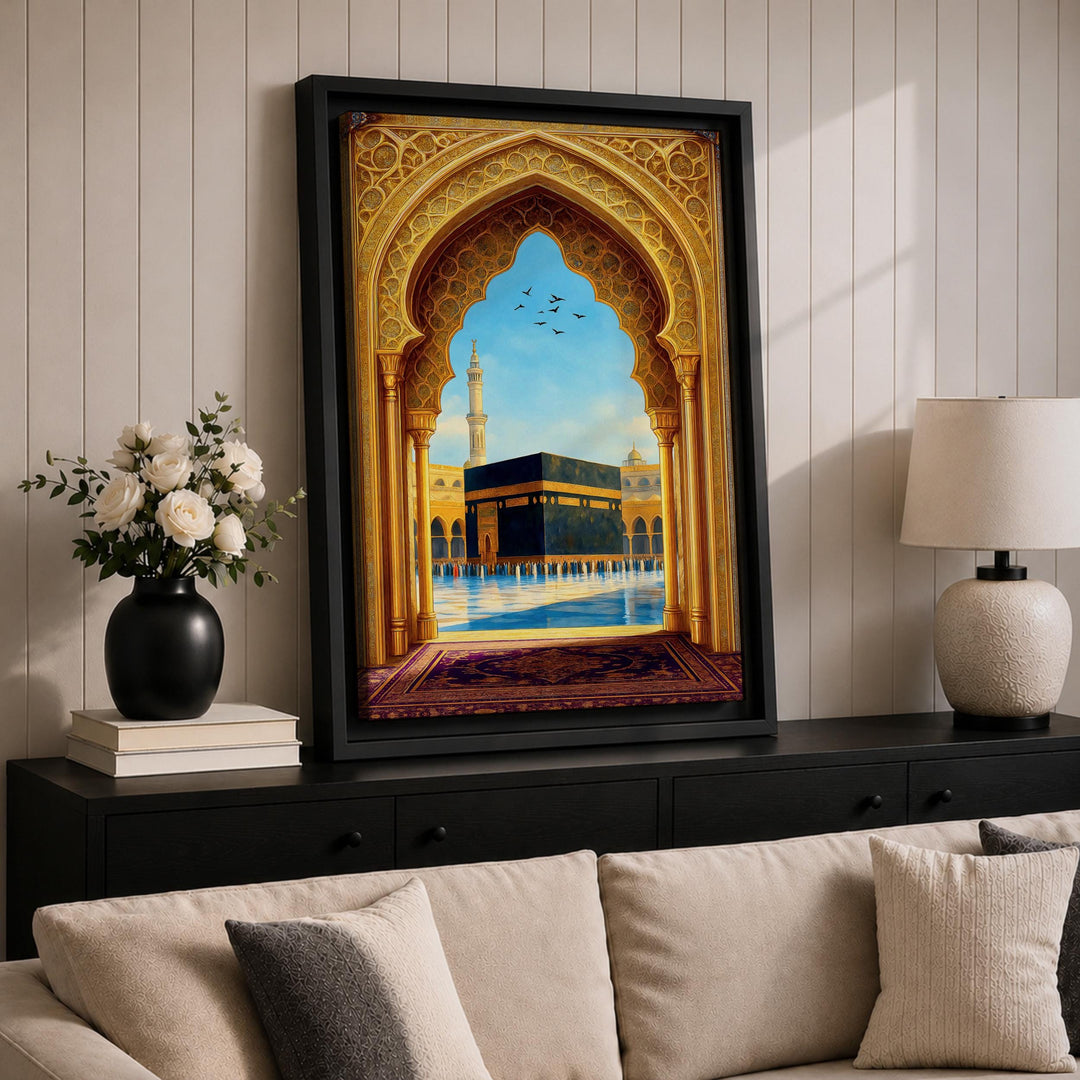 Masjid al Haram inspired wall decor in gold tones