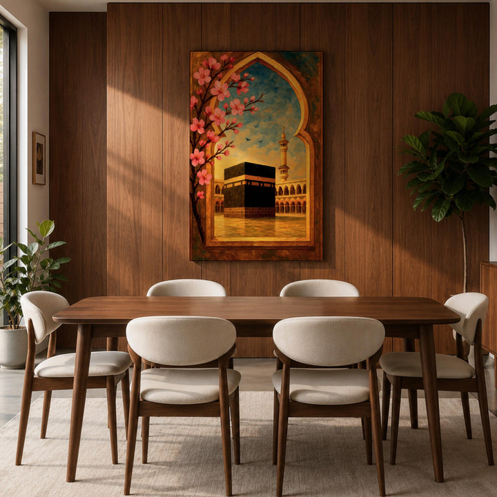 Mecca-inspired wall decor with Kaaba arch in frame