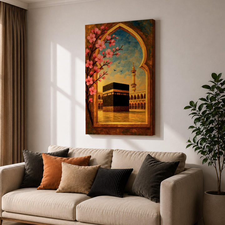Premium textured canvas wall art featuring Kaaba arch