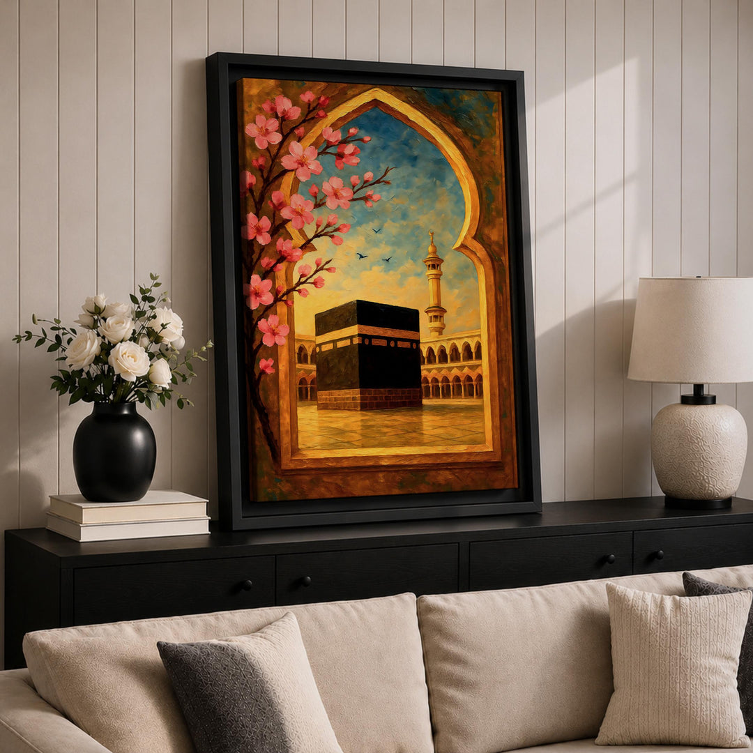 Masjid Haram themed framed canvas wall art