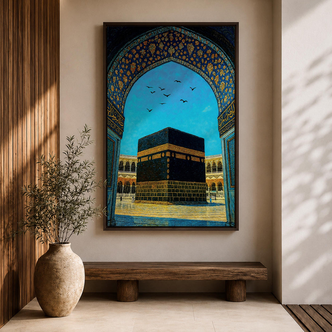 High-resolution arabesque archway print on framed canvas
