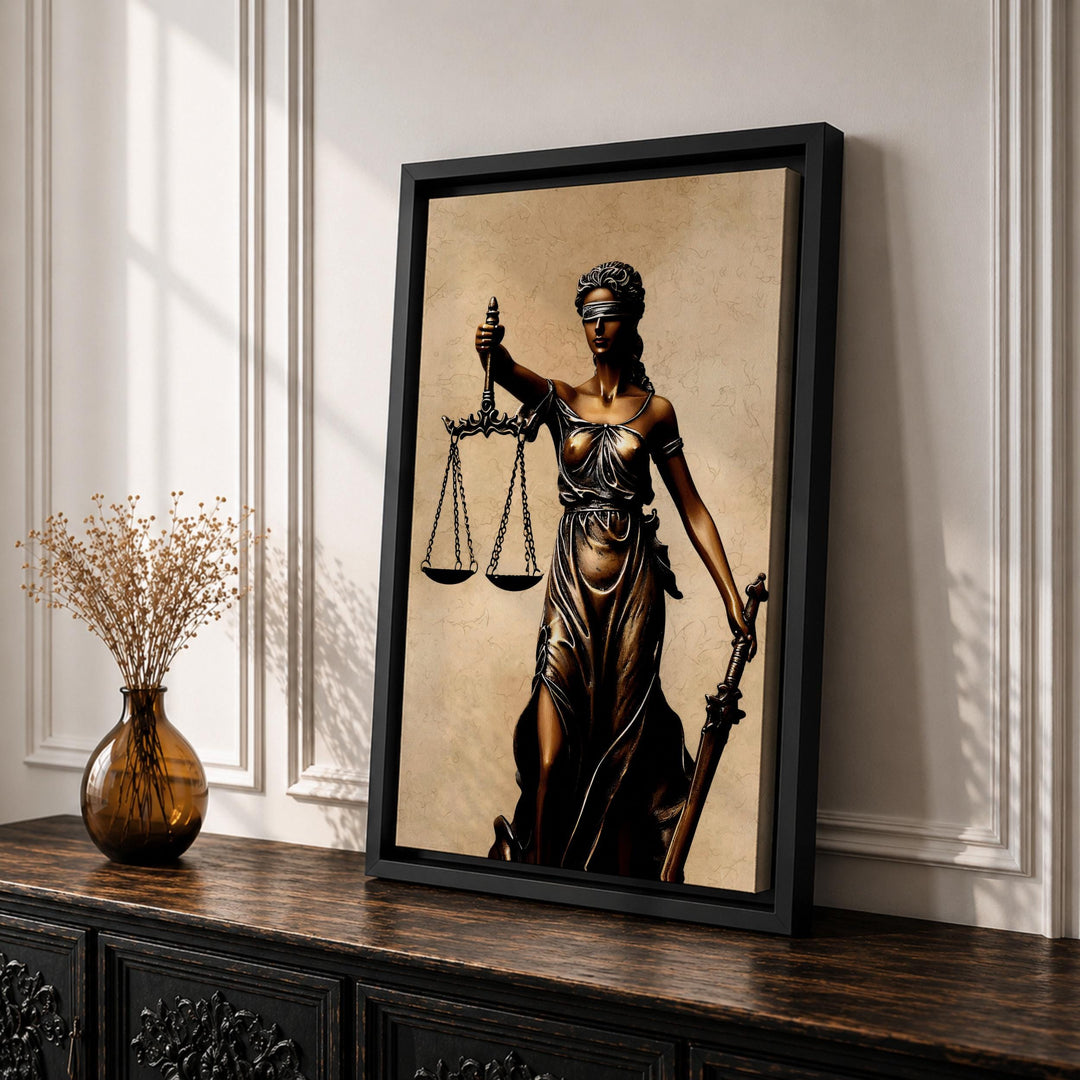Elegant justice themed wall art suitable for study or workspace