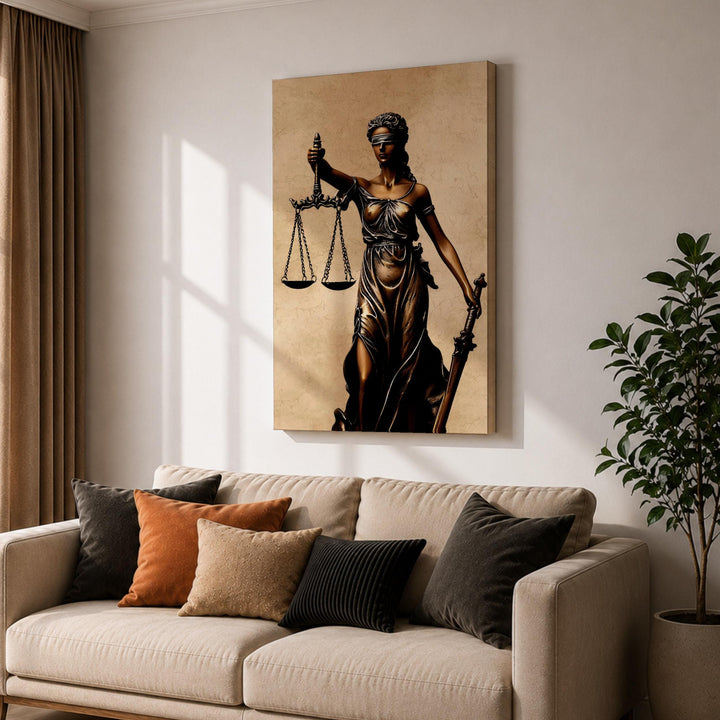 Canvas wall art depicting law and fairness theme