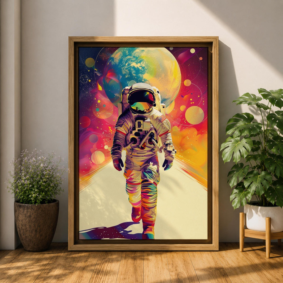 Geometric elements and bright stars forming a dynamic scene.