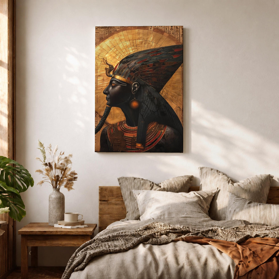 Gift-ready Egyptian queen wall art on display