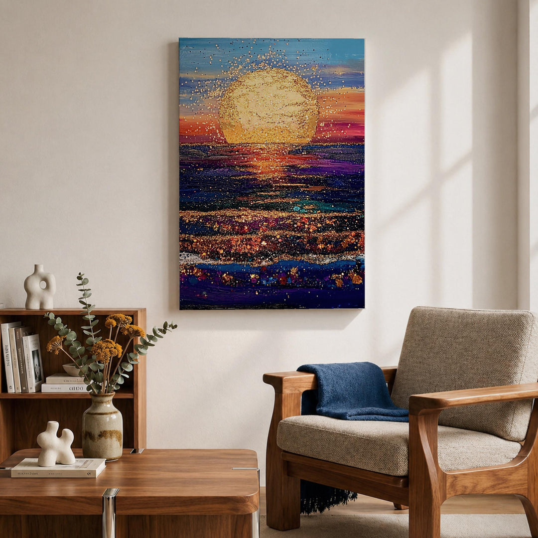 Close-up of the framed seascape emphasizing coastline and horizon