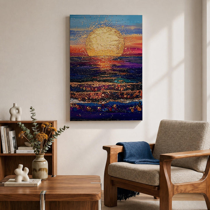 Close-up of the framed seascape emphasizing coastline and horizon
