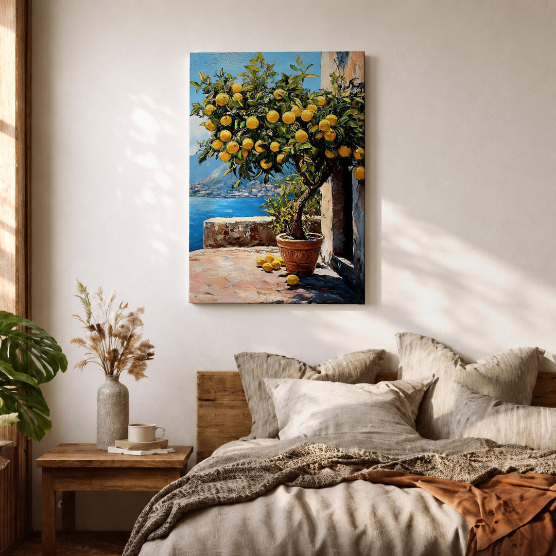 Elegant framed lemon tree artwork for living room or bedroom