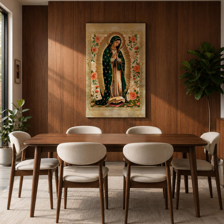 Front view of religious wall art framed for wall display