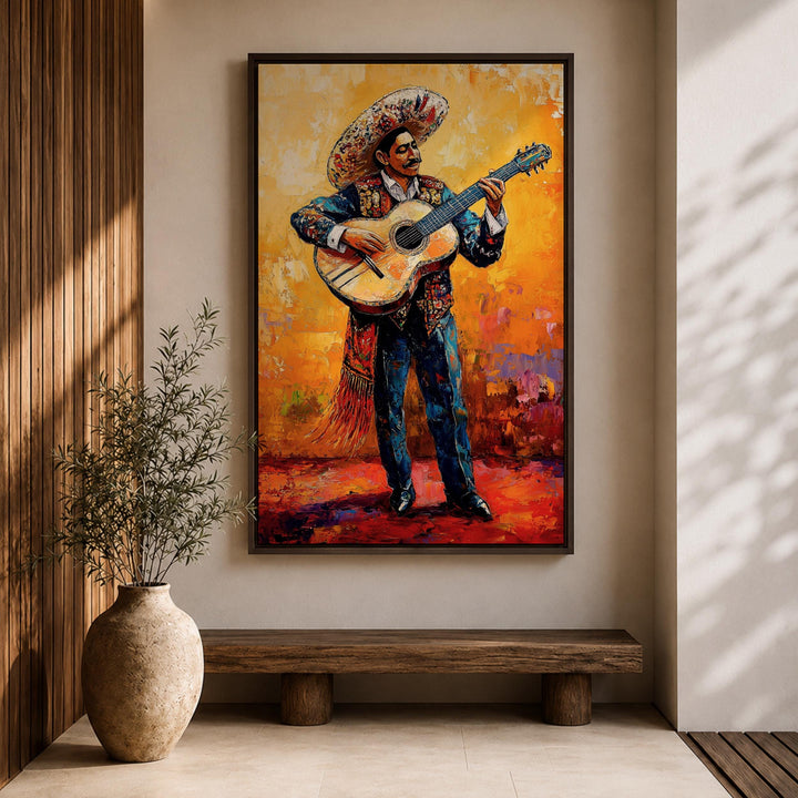 Warm earthy tones and festive pattern in Mexican wall art