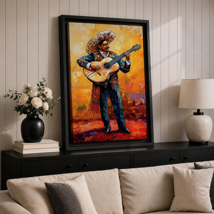Gallery-ready canvas wall art showing traditional Mexican music