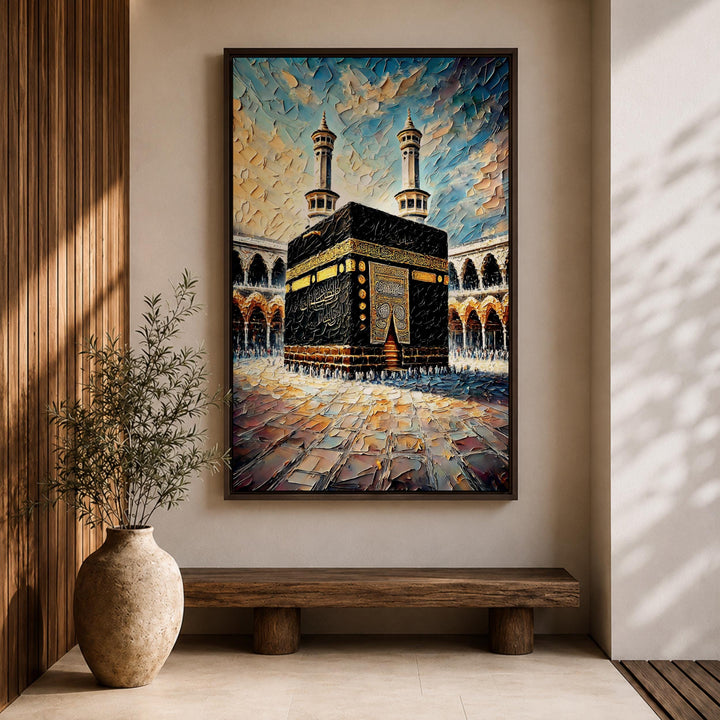 close view of framed kaaba wall art texture